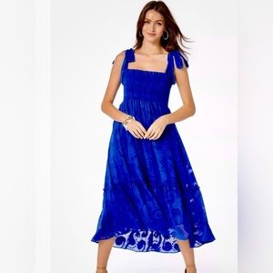 Lilly Pulitzer Rivera midi dress in grotto blue, size large